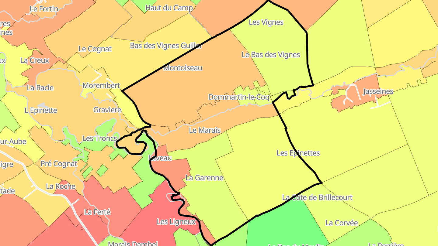 Carte des prix de l'immobilier Dommartin-le-Coq