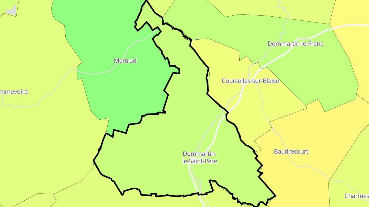 Carte des prix de l'immobilier Dommartin-le-Saint-Père