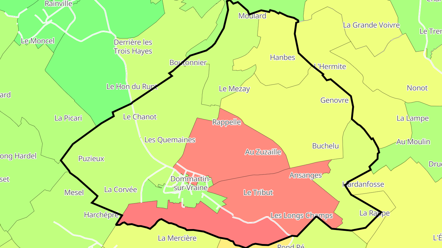 Carte des prix de l'immobilier Dommartin-sur-Vraine