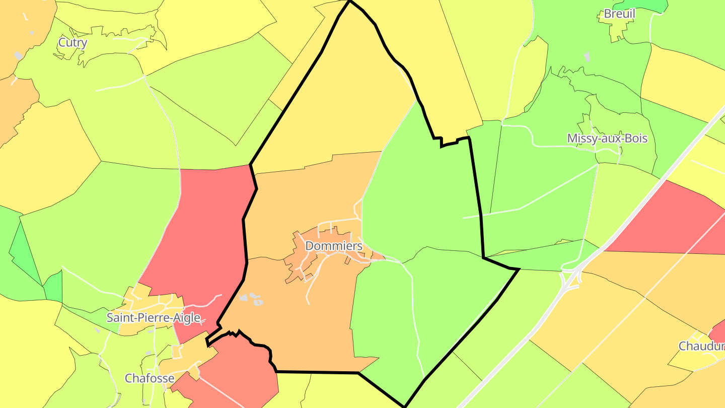 Carte des prix de l'immobilier Dommiers