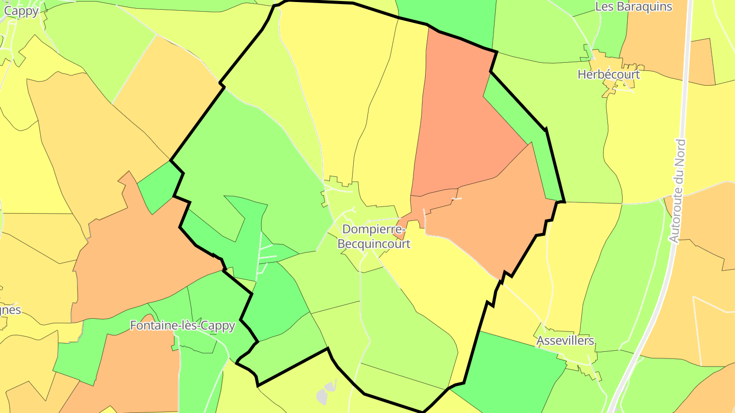 Carte des prix de l'immobilier Dompierre-Becquincourt