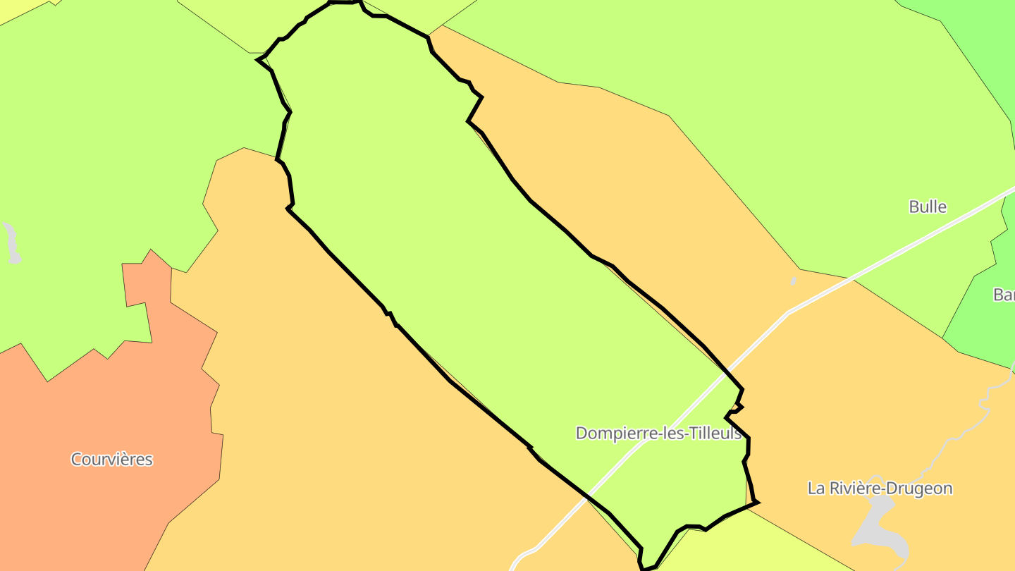 Carte des prix de l'immobilier Dompierre-les-Tilleuls