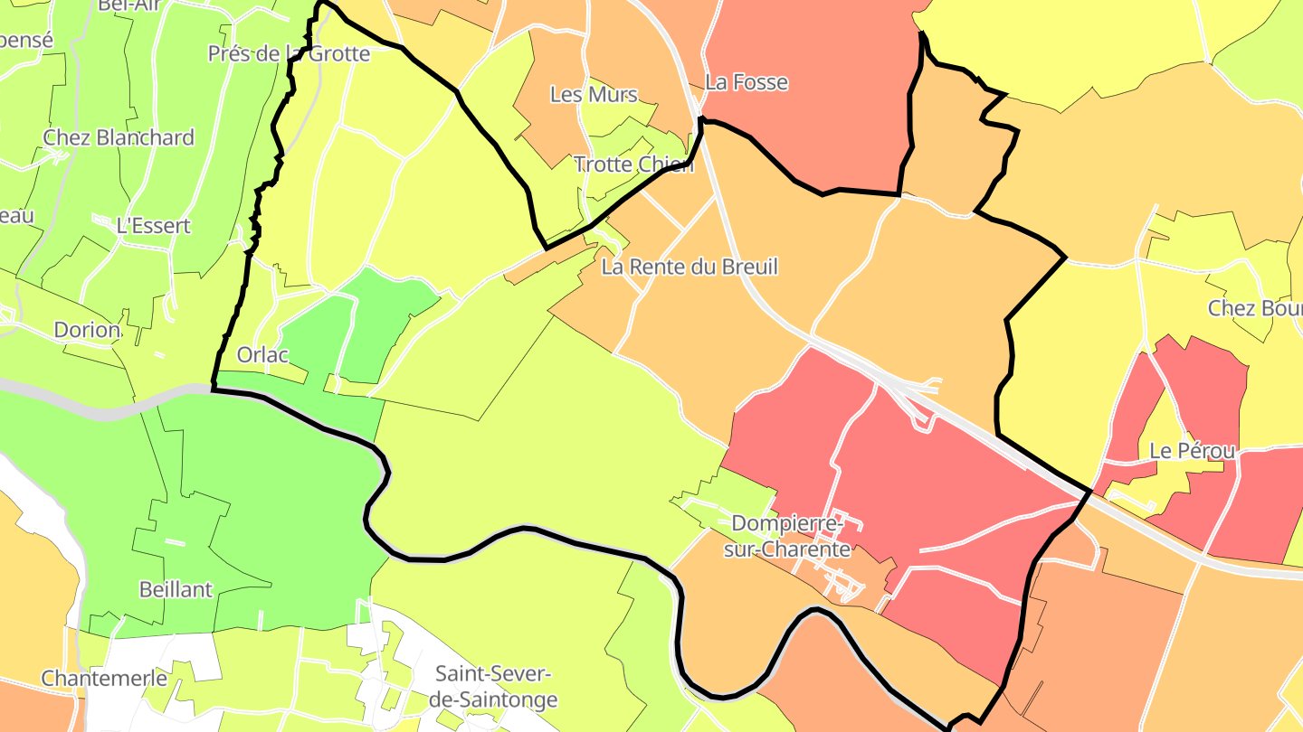 Carte des prix de l'immobilier Dompierre-sur-Charente