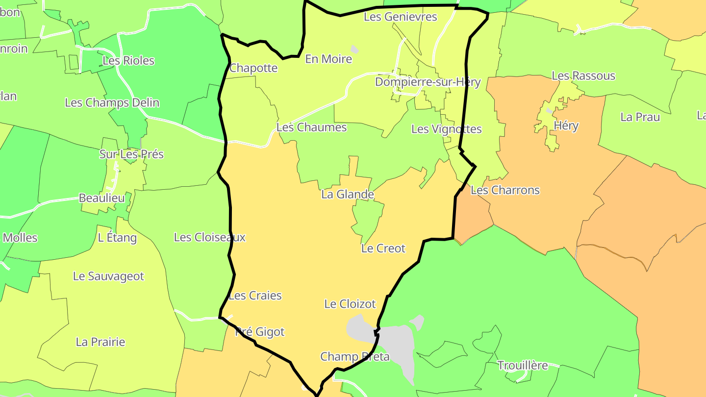 Carte des prix de l'immobilier Dompierre-sur-Héry