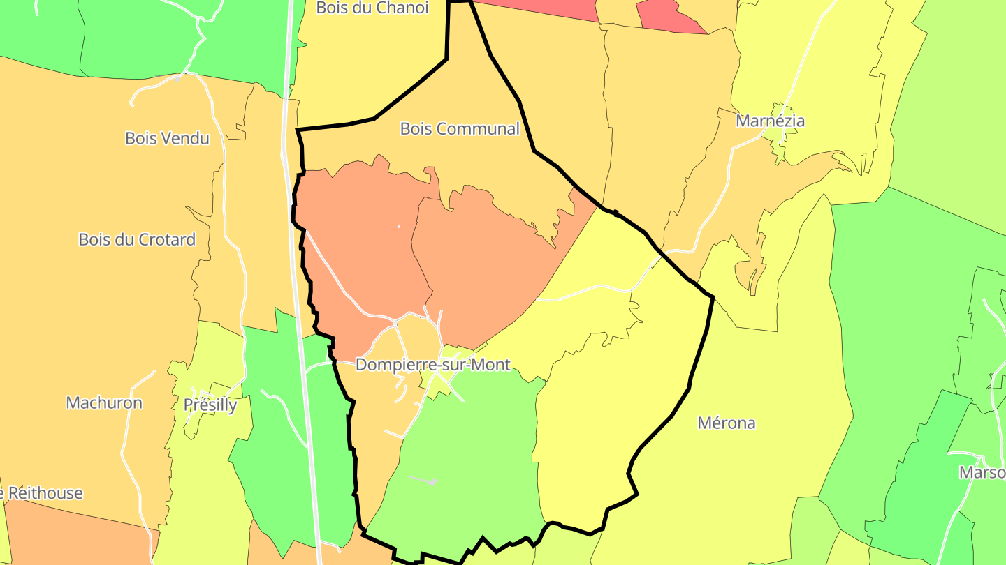 Carte des prix de l'immobilier Dompierre-sur-Mont