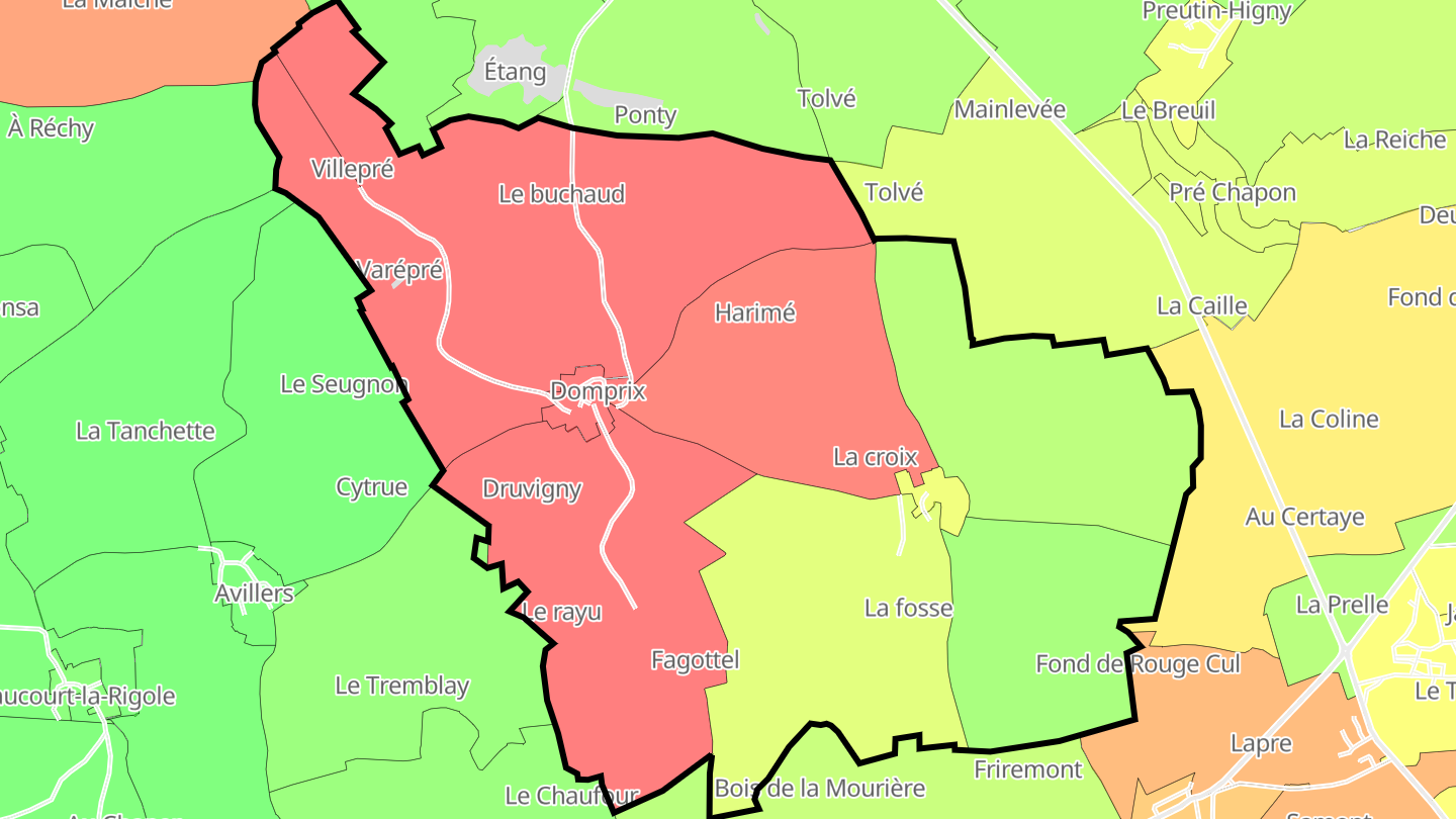 Carte des prix de l'immobilier Domprix