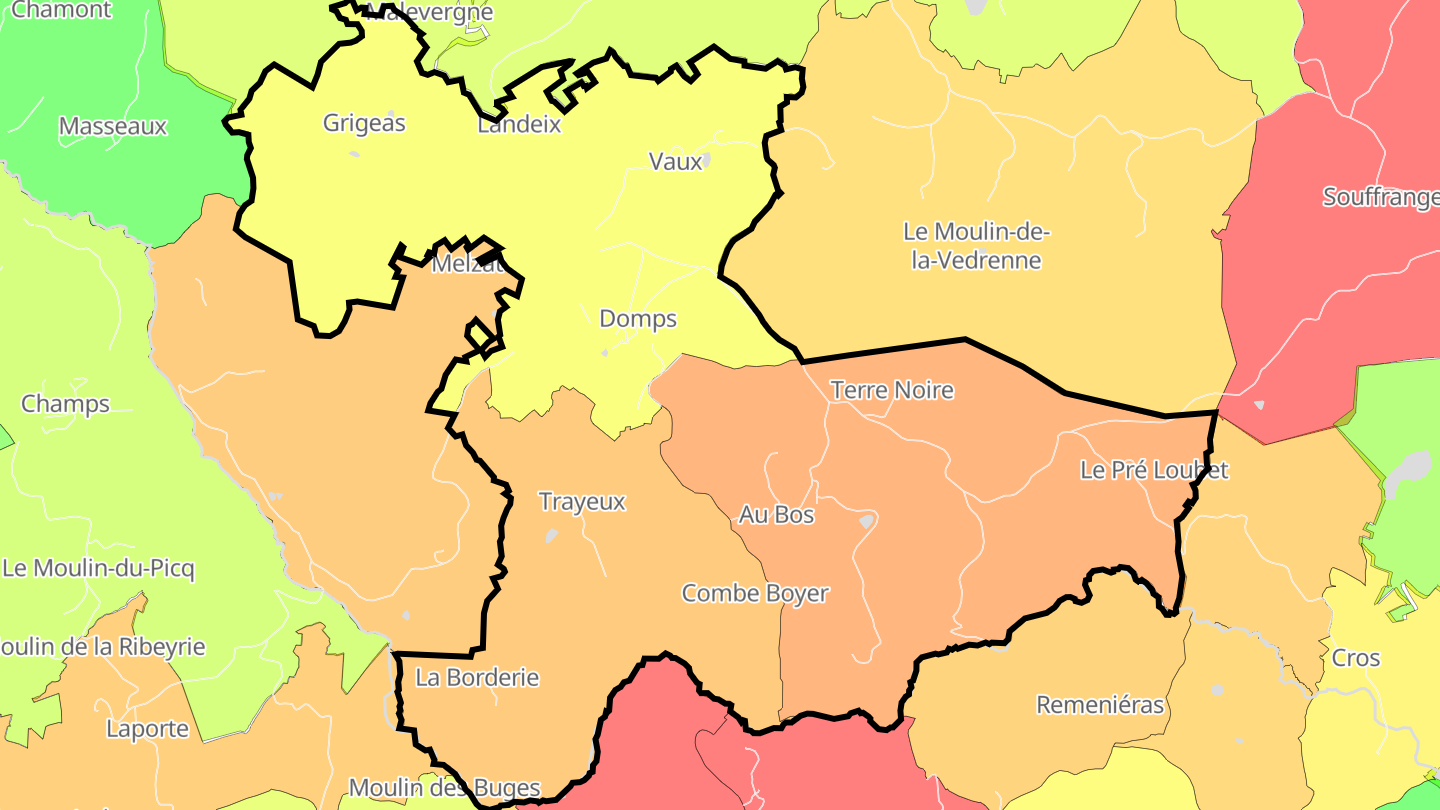 Carte des prix de l'immobilier Domps