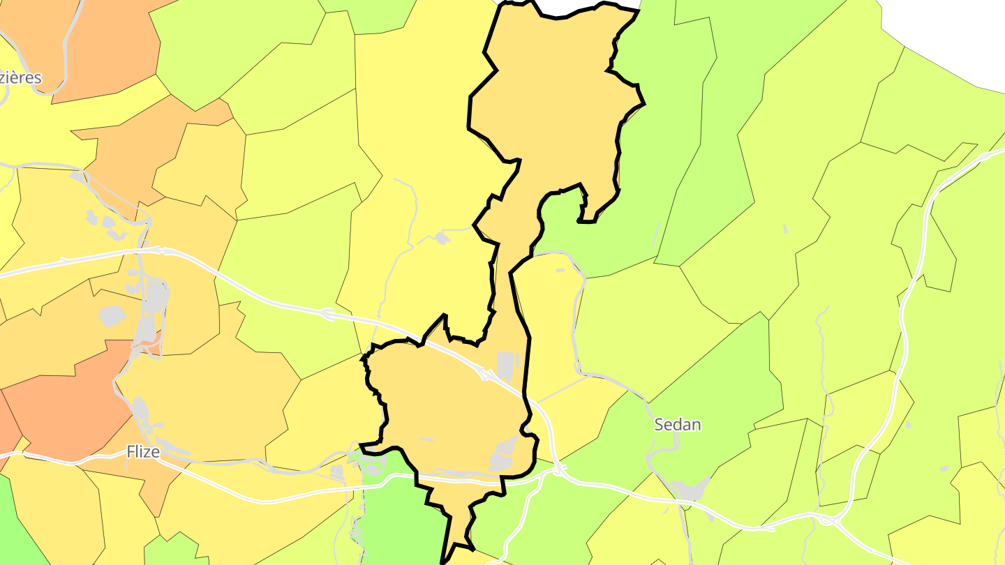 Carte des prix de l'immobilier Donchery