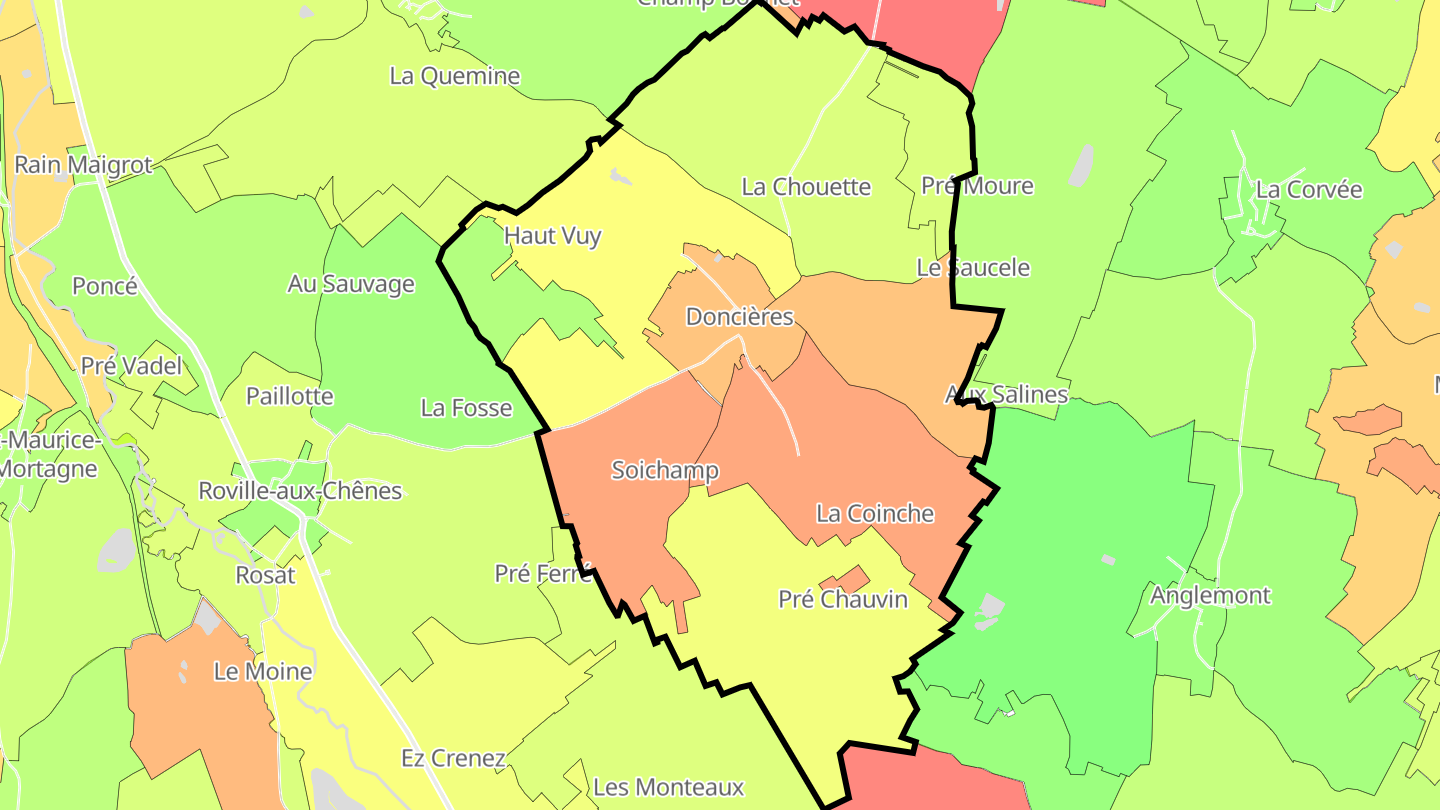 Carte des prix de l'immobilier Doncières
