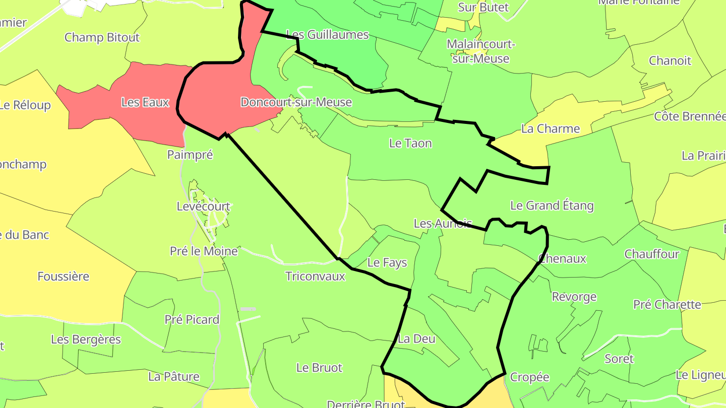 Carte des prix de l'immobilier Doncourt-sur-Meuse