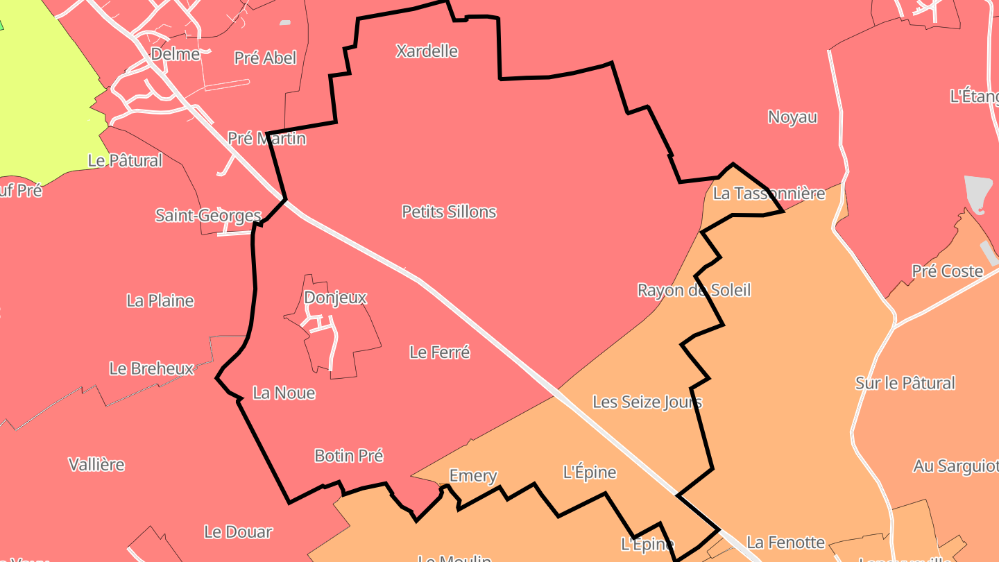 Carte des prix de l'immobilier Donjeux