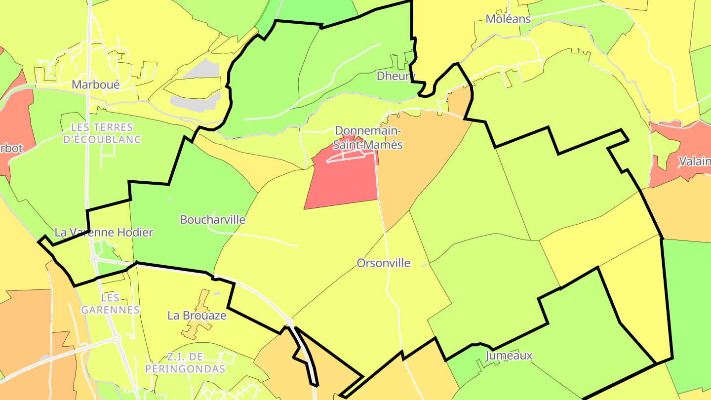 Carte des prix de l'immobilier Donnemain-Saint-Mamès