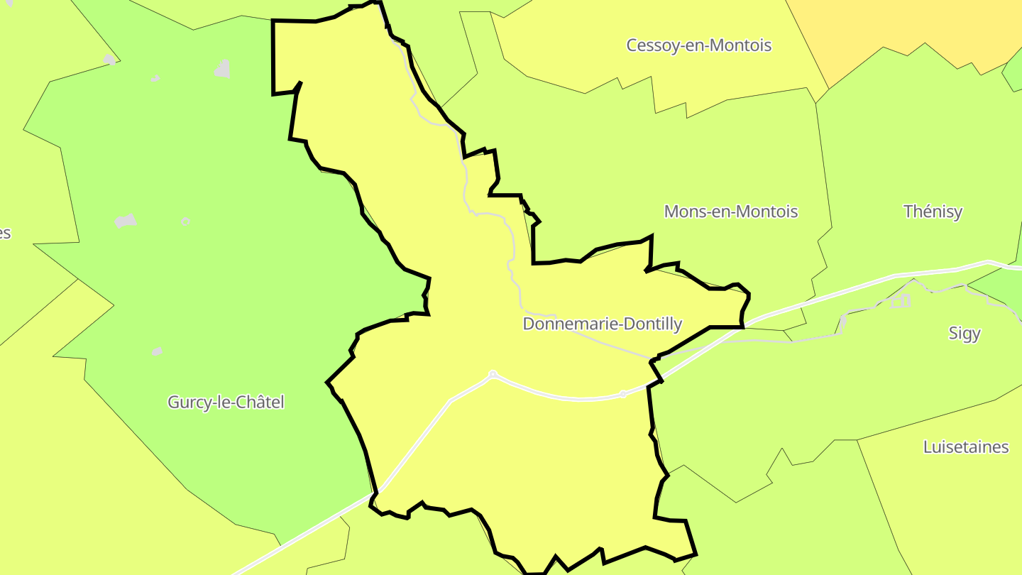Carte des prix de l'immobilier Donnemarie-Dontilly