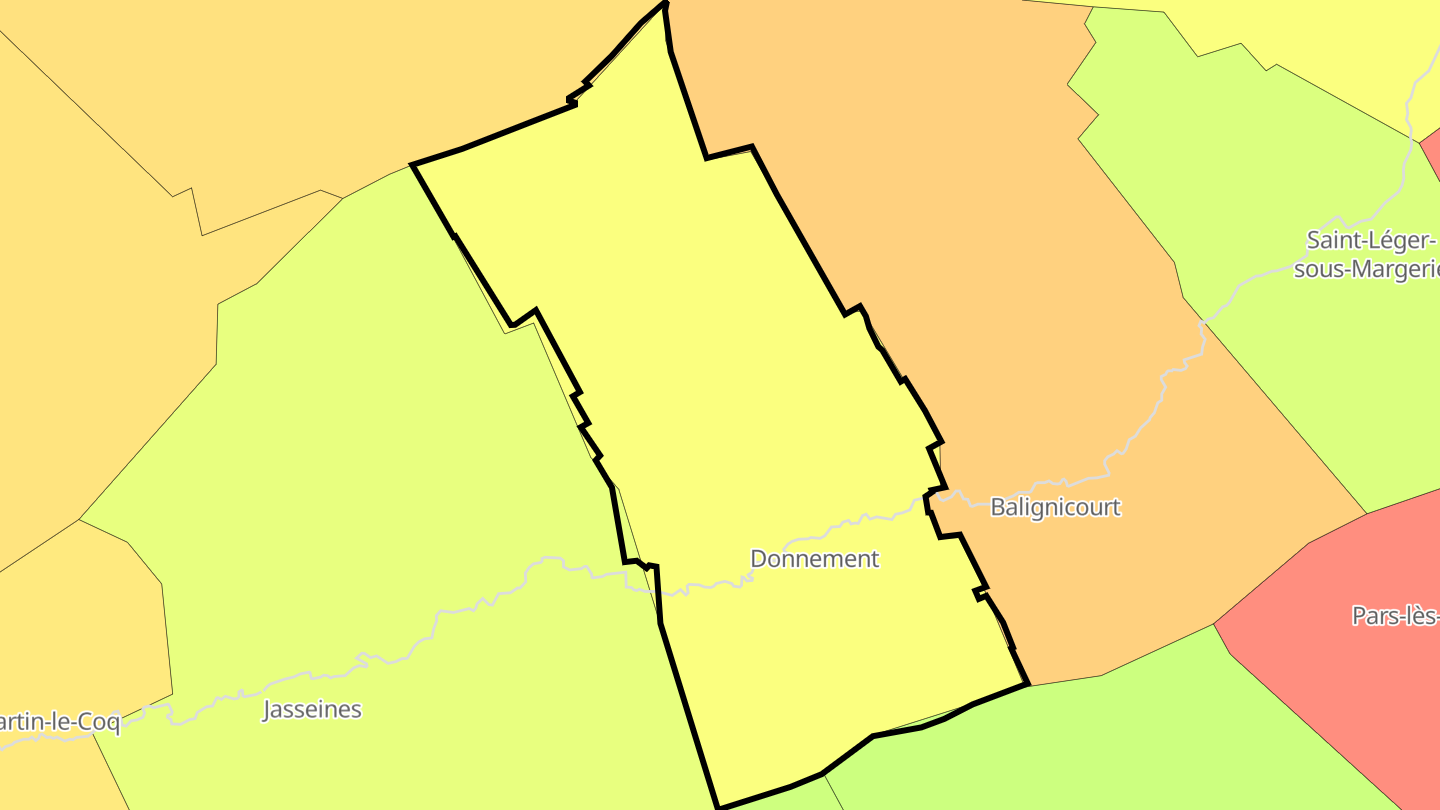 Carte des prix de l'immobilier Donnement