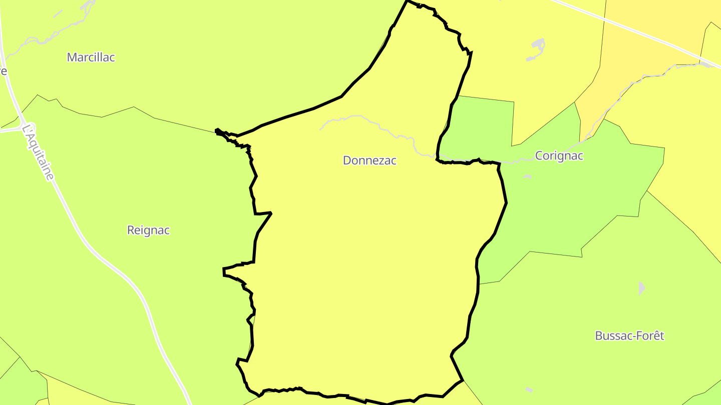 Carte des prix de l'immobilier Donnezac