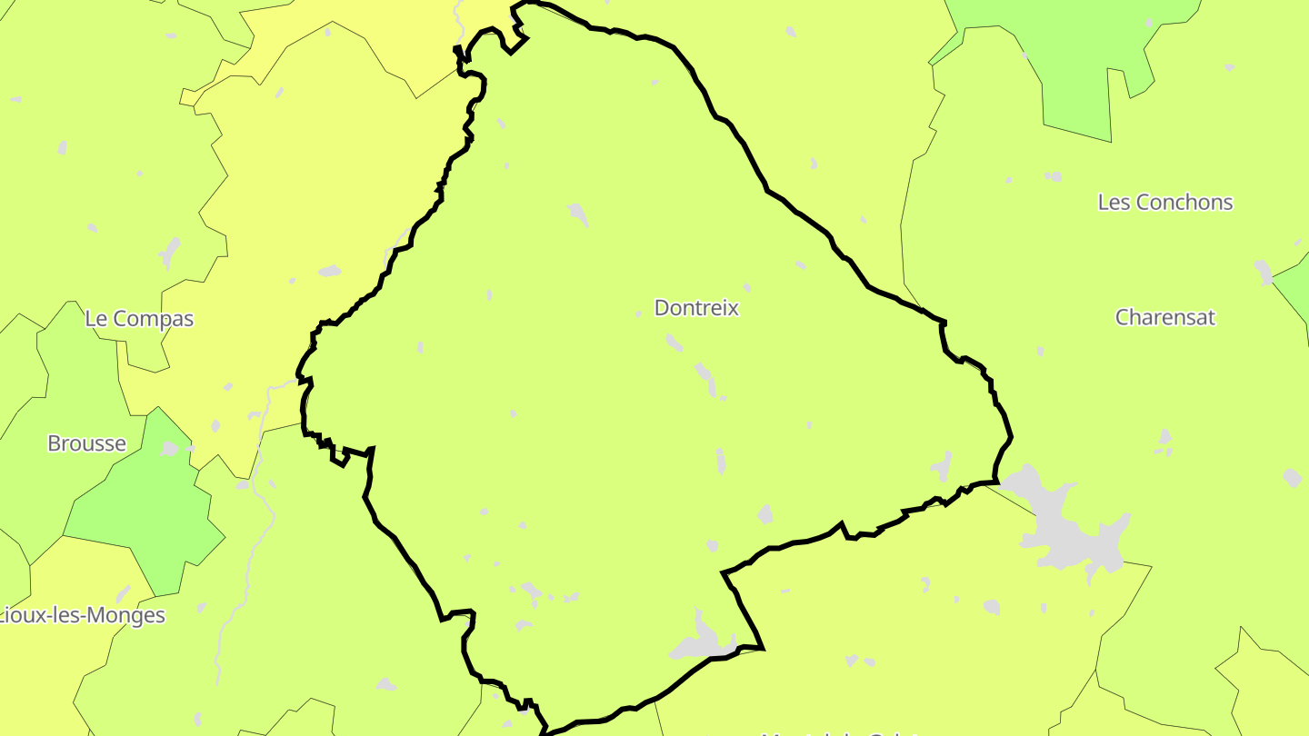 Carte des prix de l'immobilier Dontreix