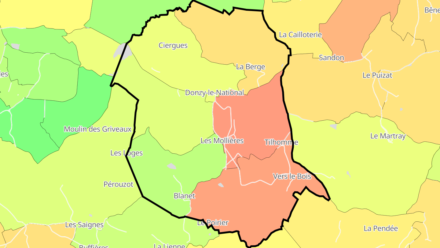Carte des prix de l'immobilier Donzy-le-National