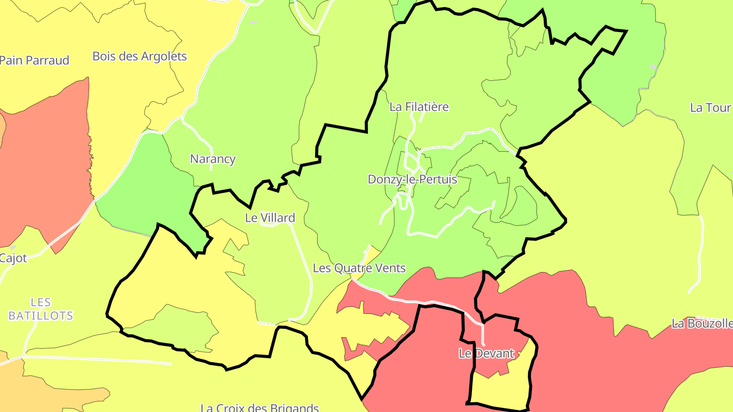 Carte des prix de l'immobilier Donzy-le-Pertuis
