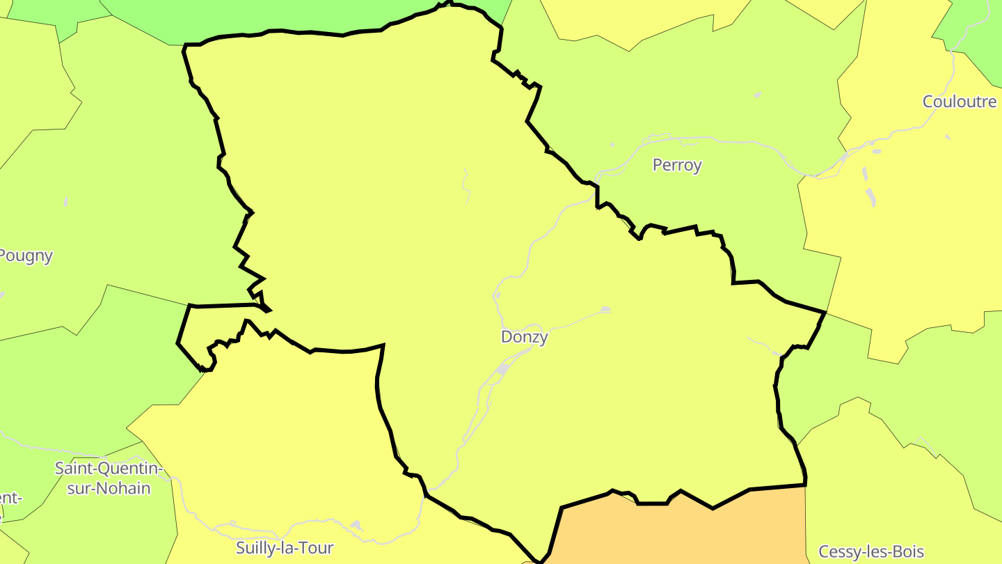 Carte des prix de l'immobilier Donzy