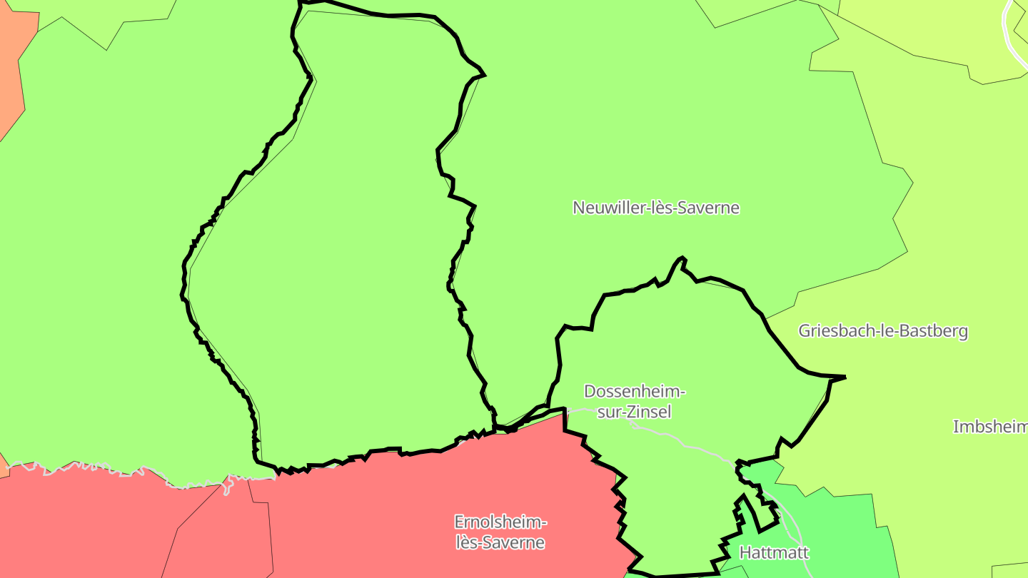 Carte des prix de l'immobilier Dossenheim-sur-Zinsel