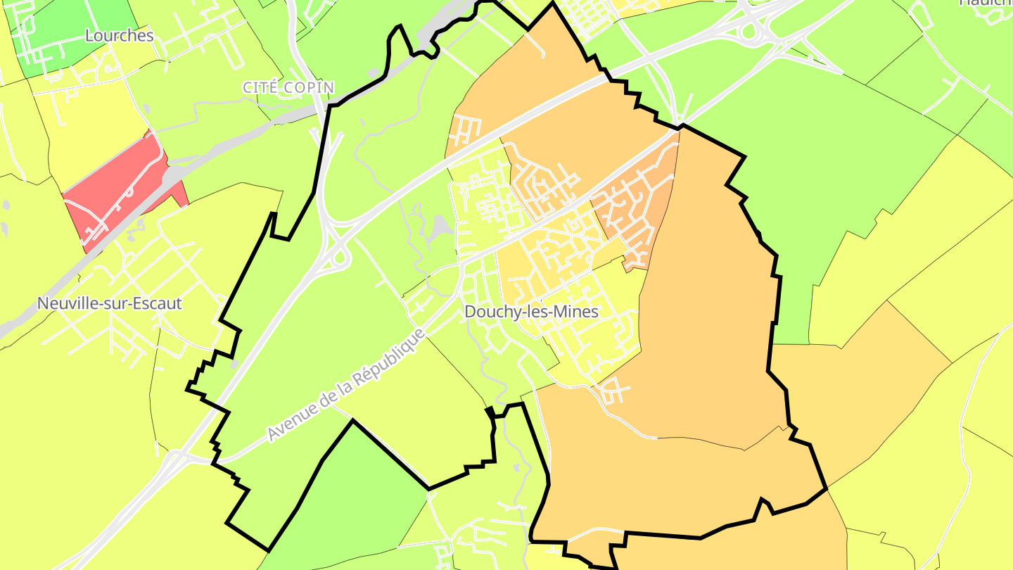 Carte des prix de l'immobilier Douchy-les-Mines