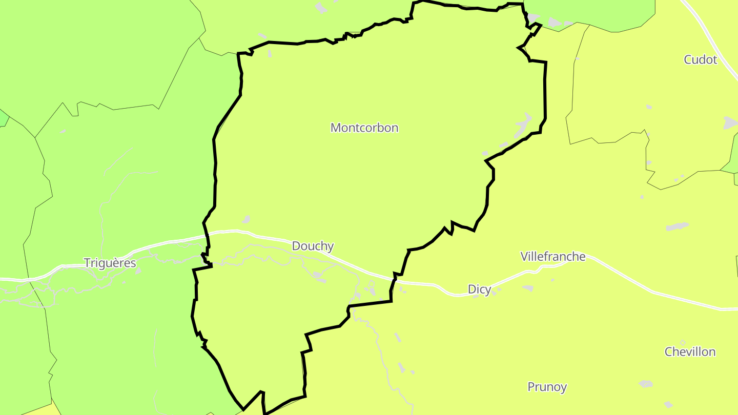 Carte des prix de l'immobilier Douchy-Montcorbon