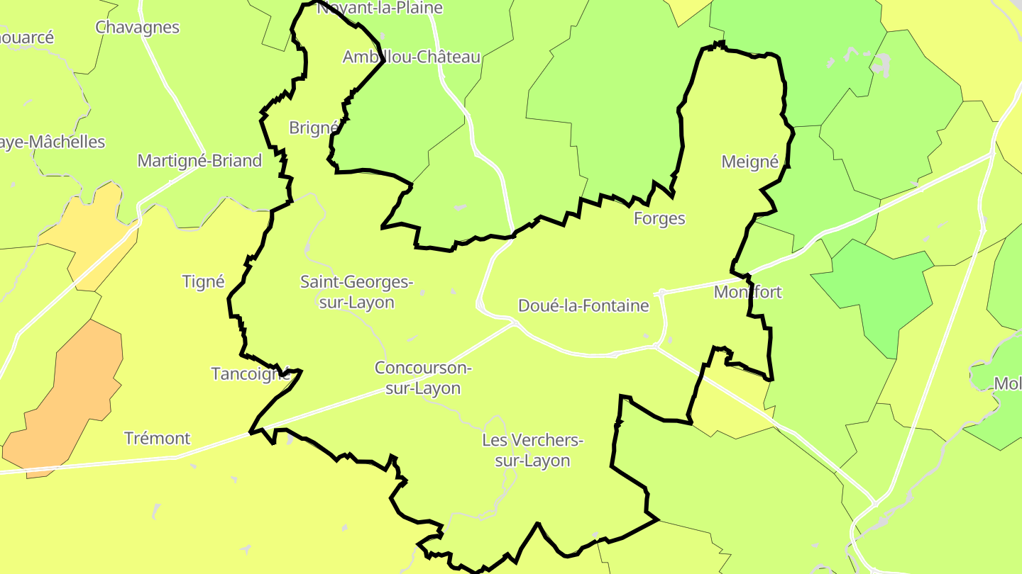 Carte des prix de l'immobilier Doué-en-Anjou