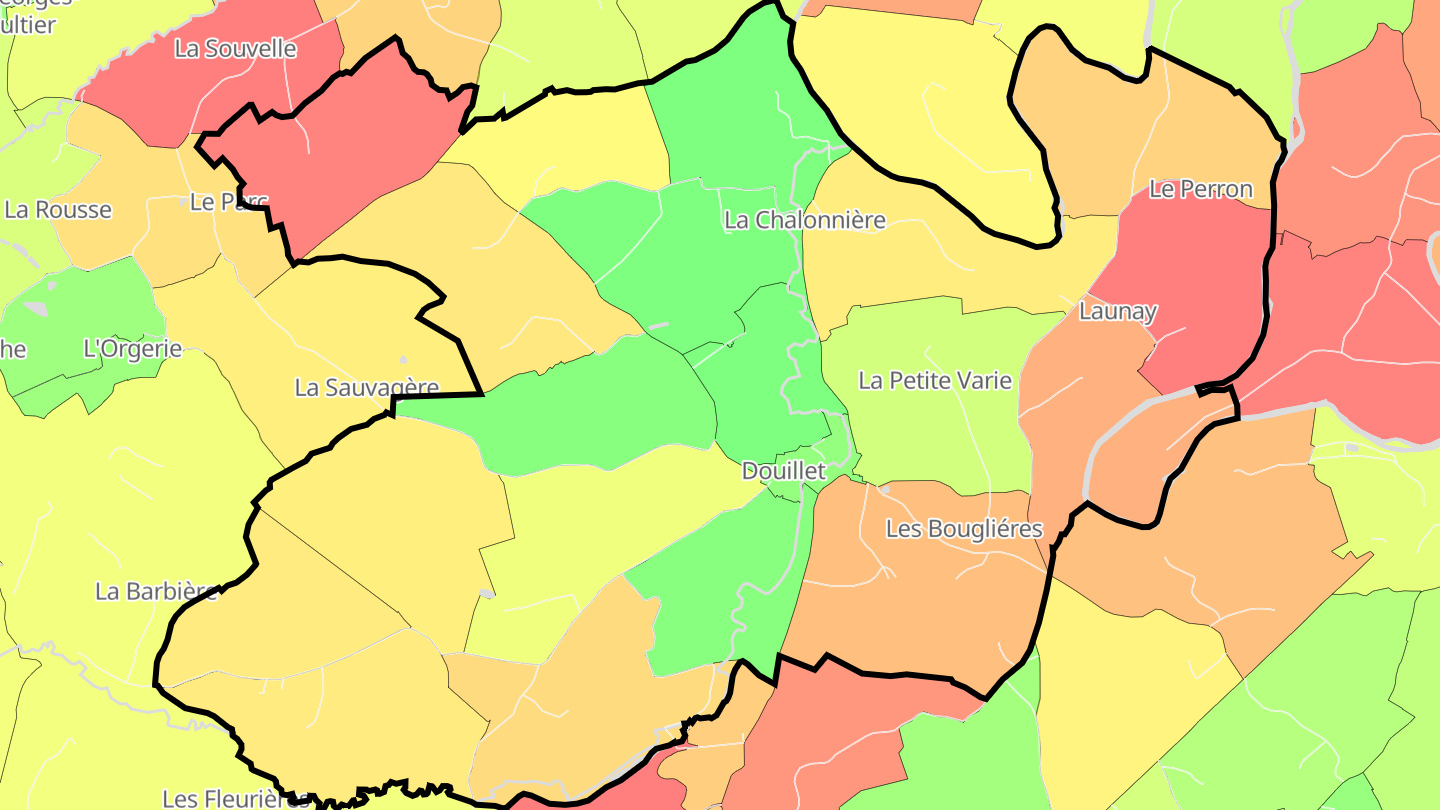Carte des prix de l'immobilier Douillet