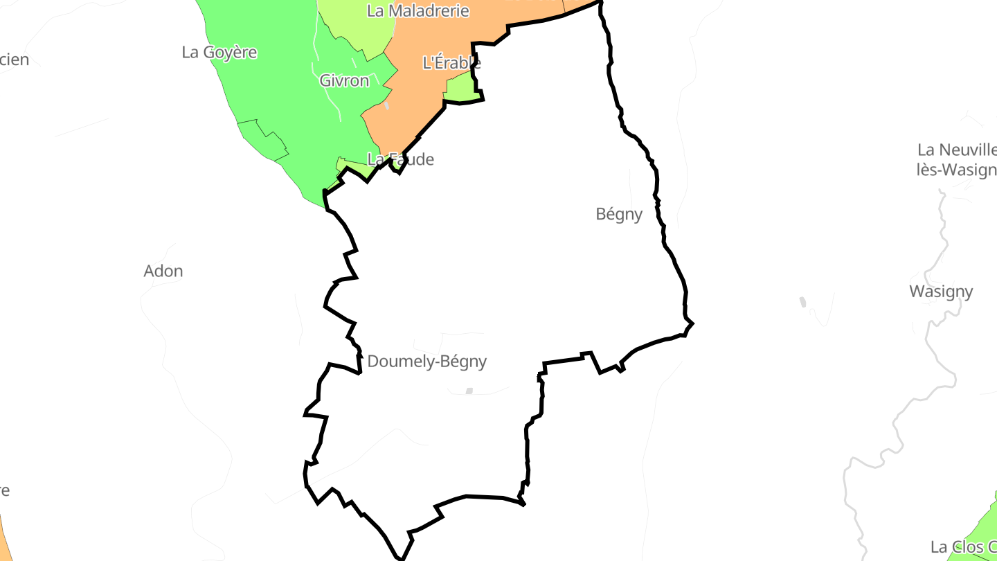Carte des prix de l'immobilier Doumely-Bégny