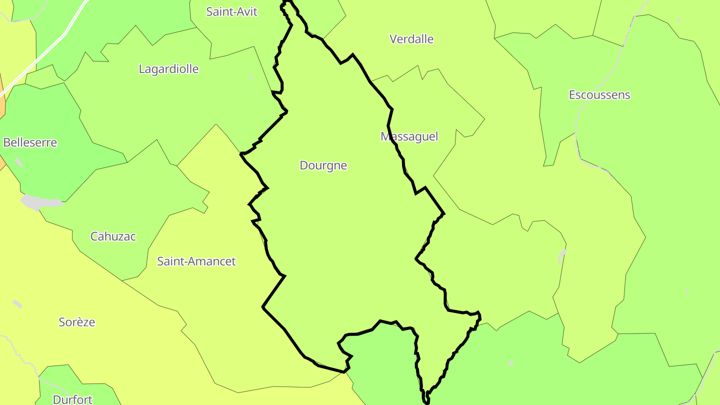 Carte des prix de l'immobilier Dourgne