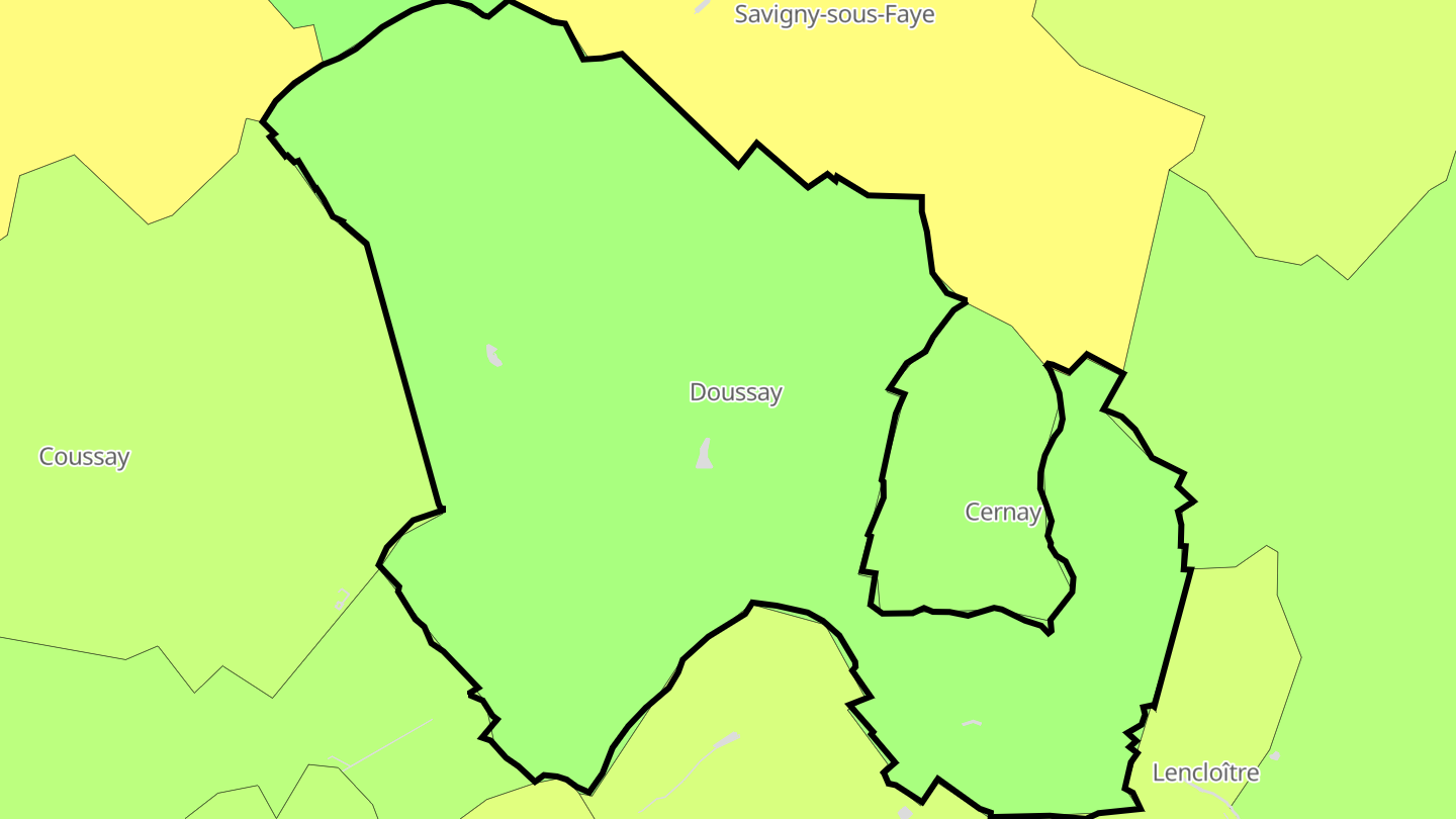 Carte des prix de l'immobilier Doussay