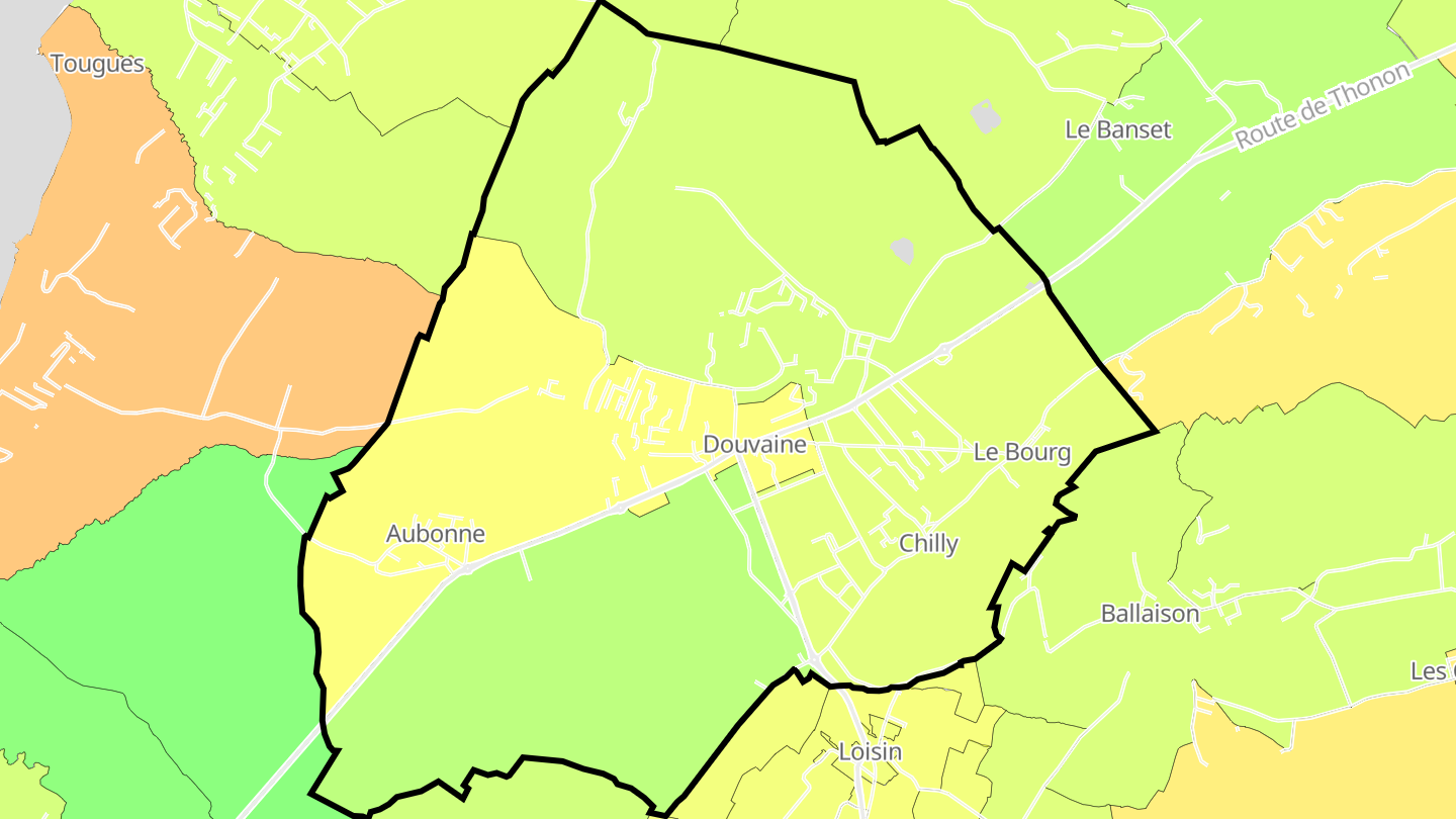 Carte des prix de l'immobilier Douvaine
