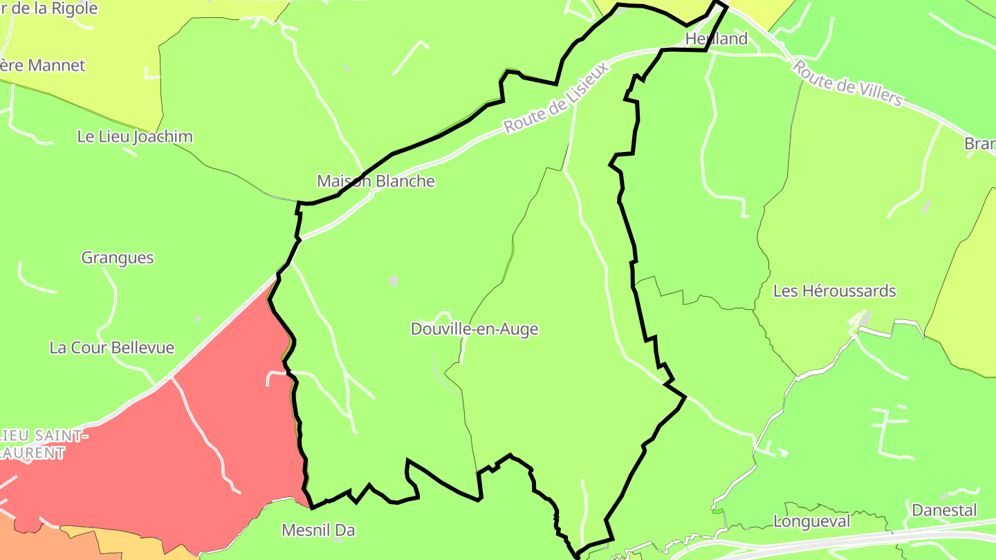 Carte des prix de l'immobilier Douville-en-Auge