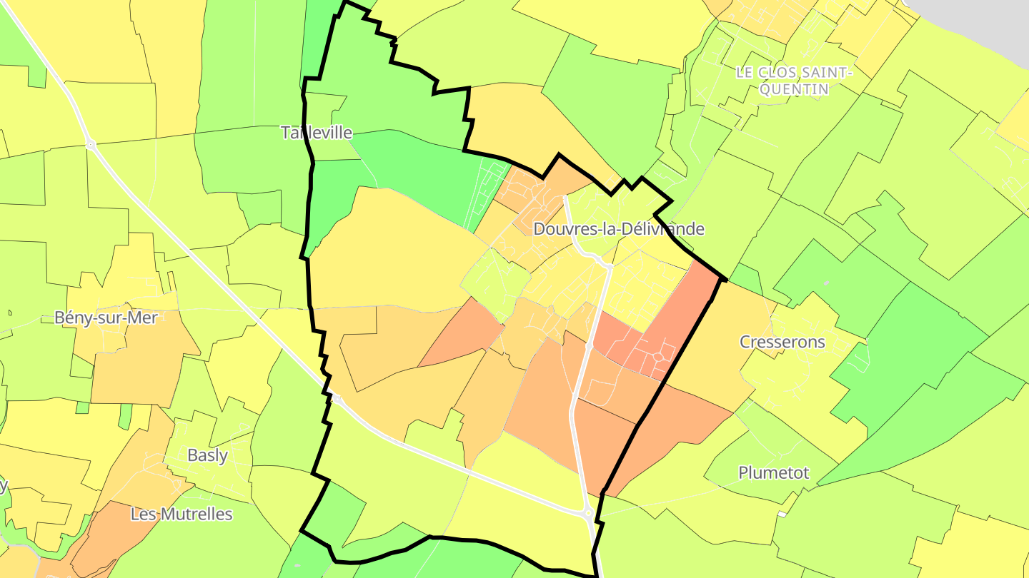 Carte des prix de l'immobilier Douvres-la-Délivrande