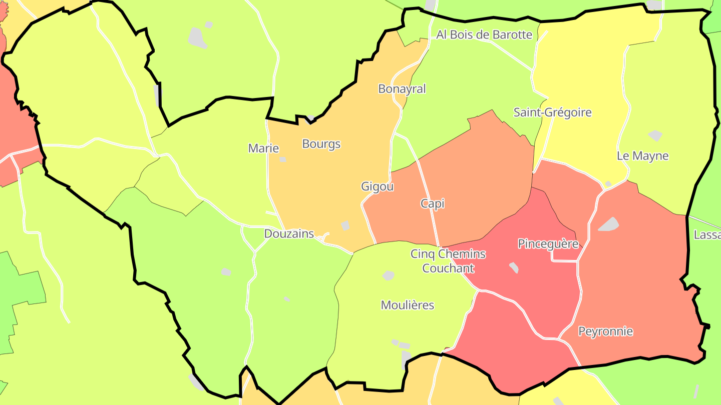 Carte des prix de l'immobilier Douzains