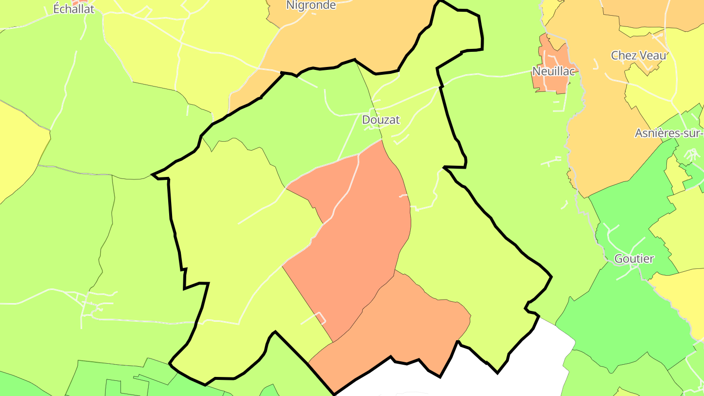 Carte des prix de l'immobilier Douzat
