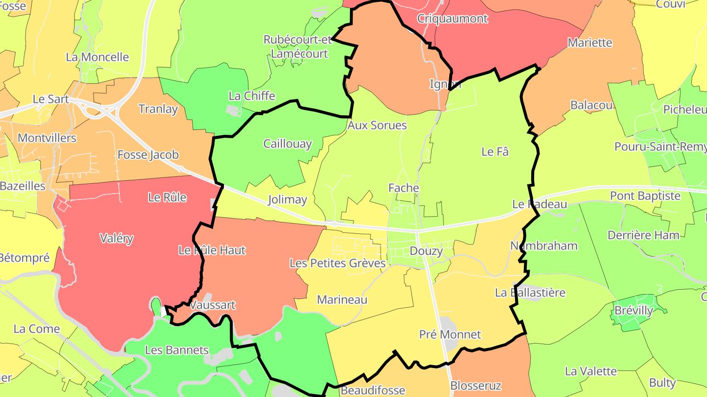 Carte des prix de l'immobilier Douzy