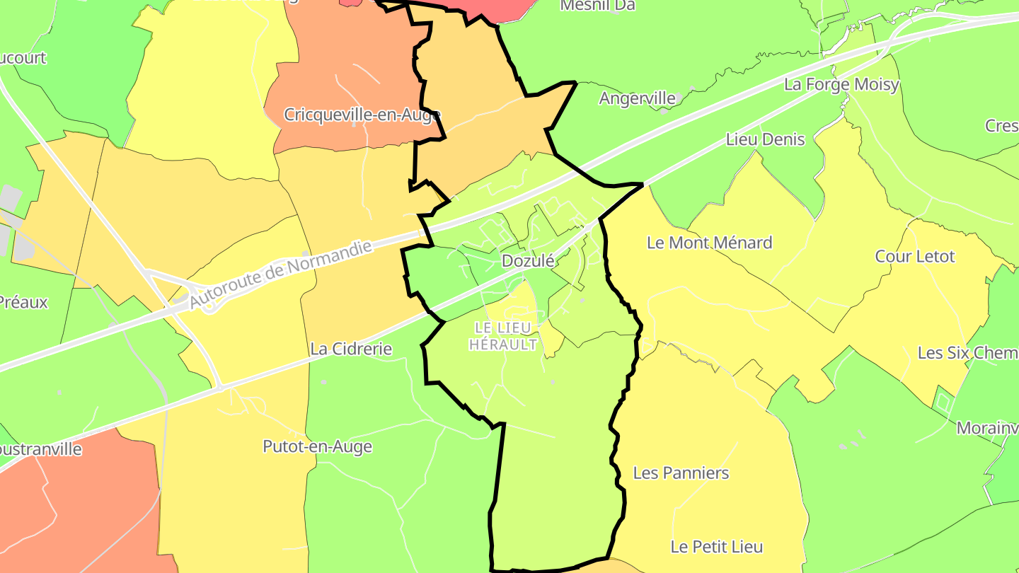 Carte des prix de l'immobilier Dozulé