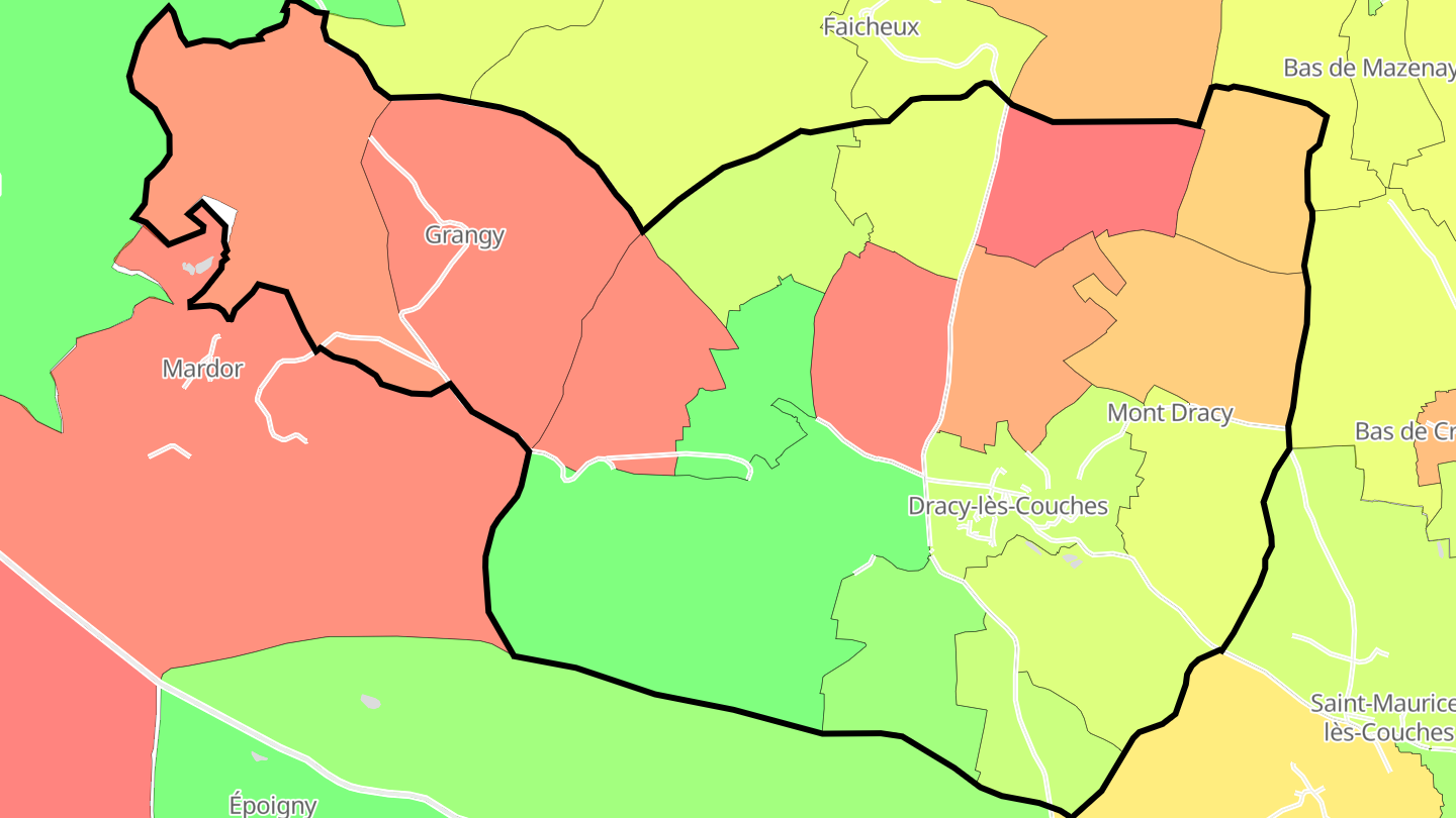Carte des prix de l'immobilier Dracy-lès-Couches
