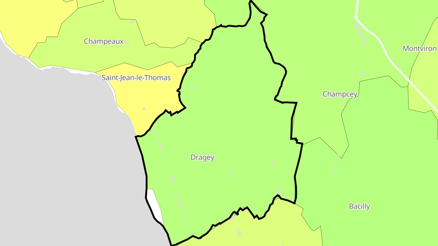Carte des prix de l'immobilier Dragey-Ronthon