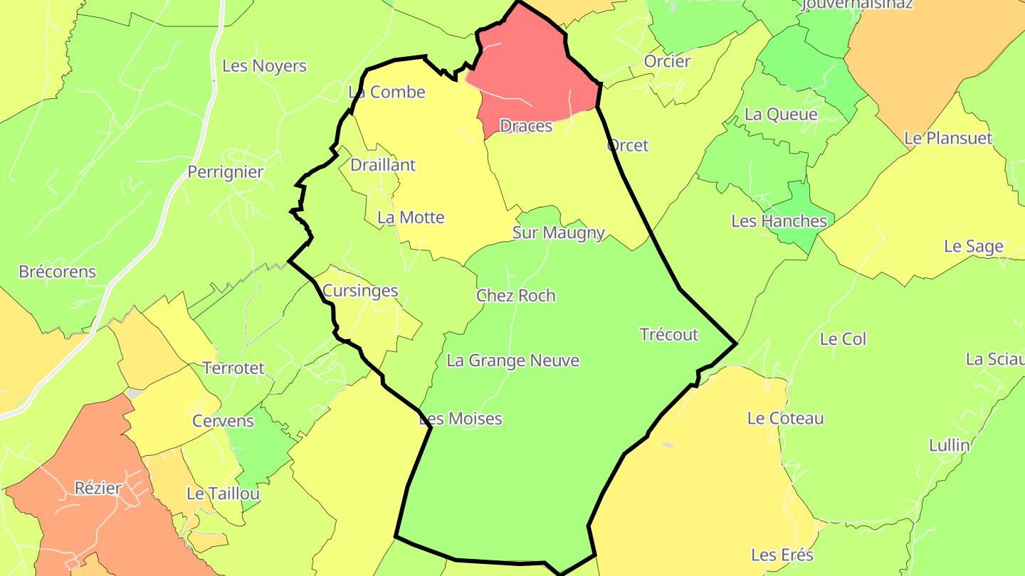 Carte des prix de l'immobilier Draillant