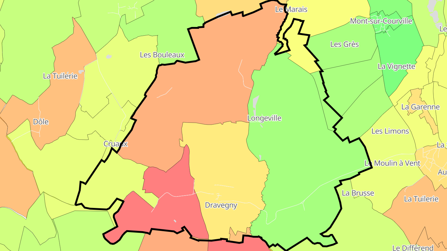 Carte des prix de l'immobilier Dravegny