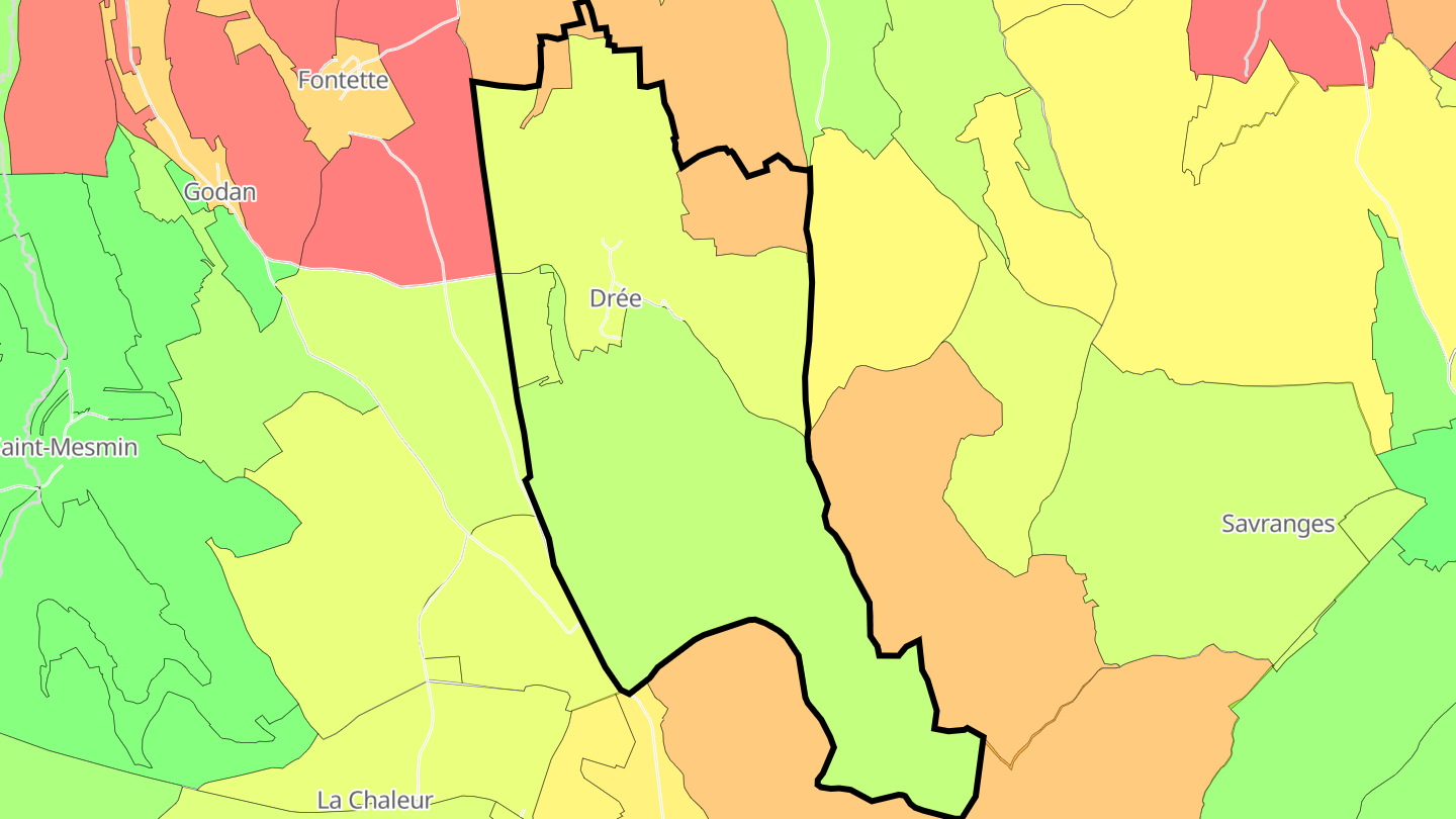 Carte des prix de l'immobilier Drée