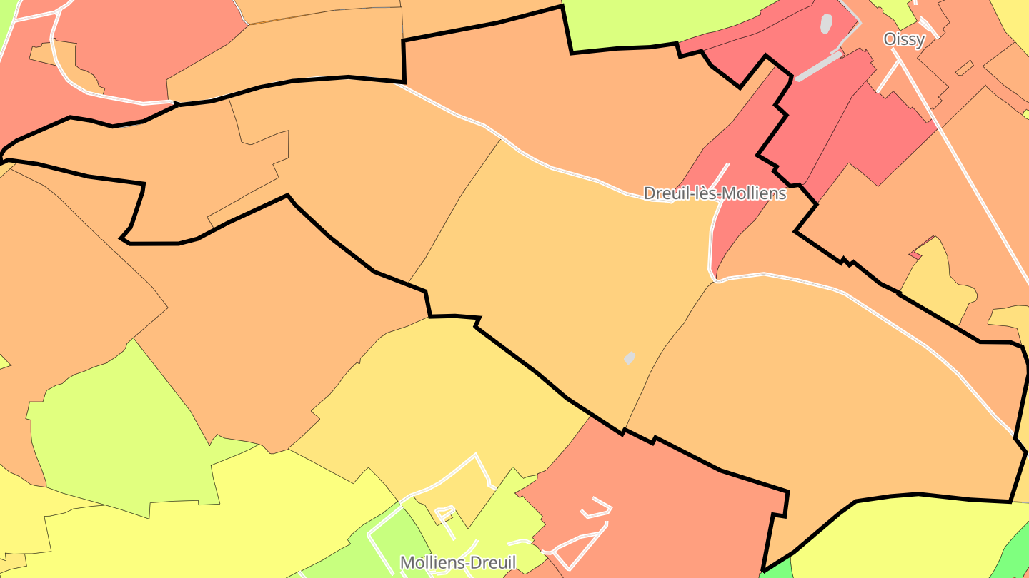 Carte des prix de l'immobilier Dreuil-lès-Molliens