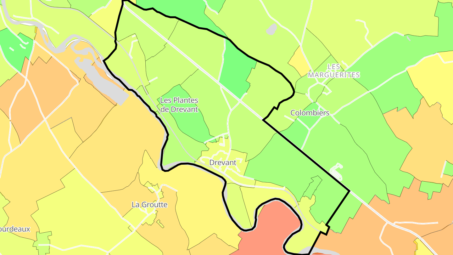 Carte des prix de l'immobilier Drevant