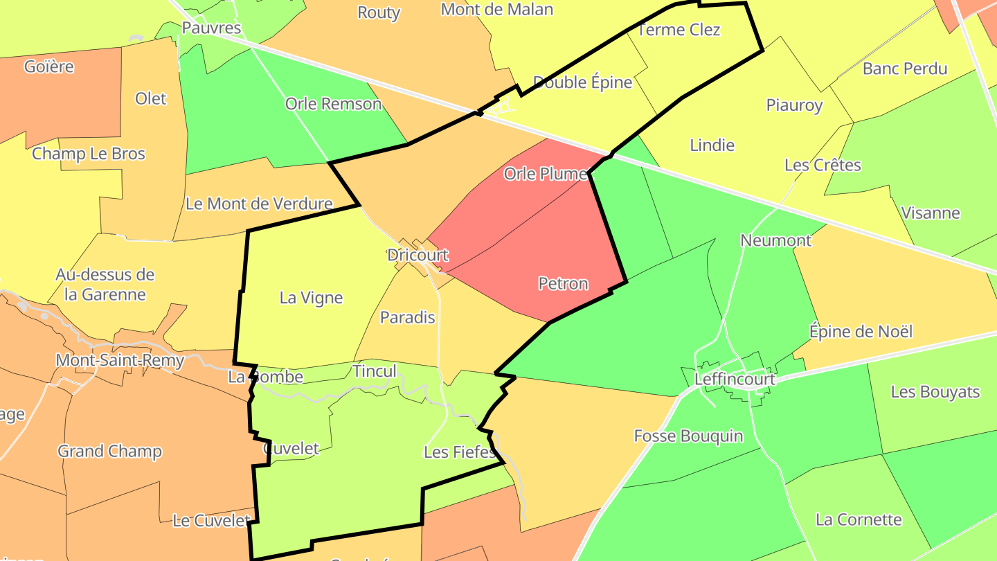Carte des prix de l'immobilier Dricourt