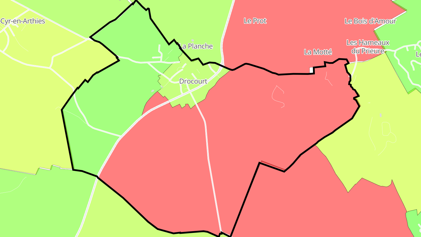 Carte des prix de l'immobilier Drocourt