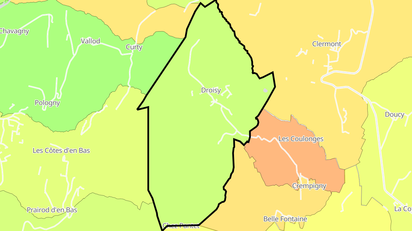 Carte des prix de l'immobilier Droisy