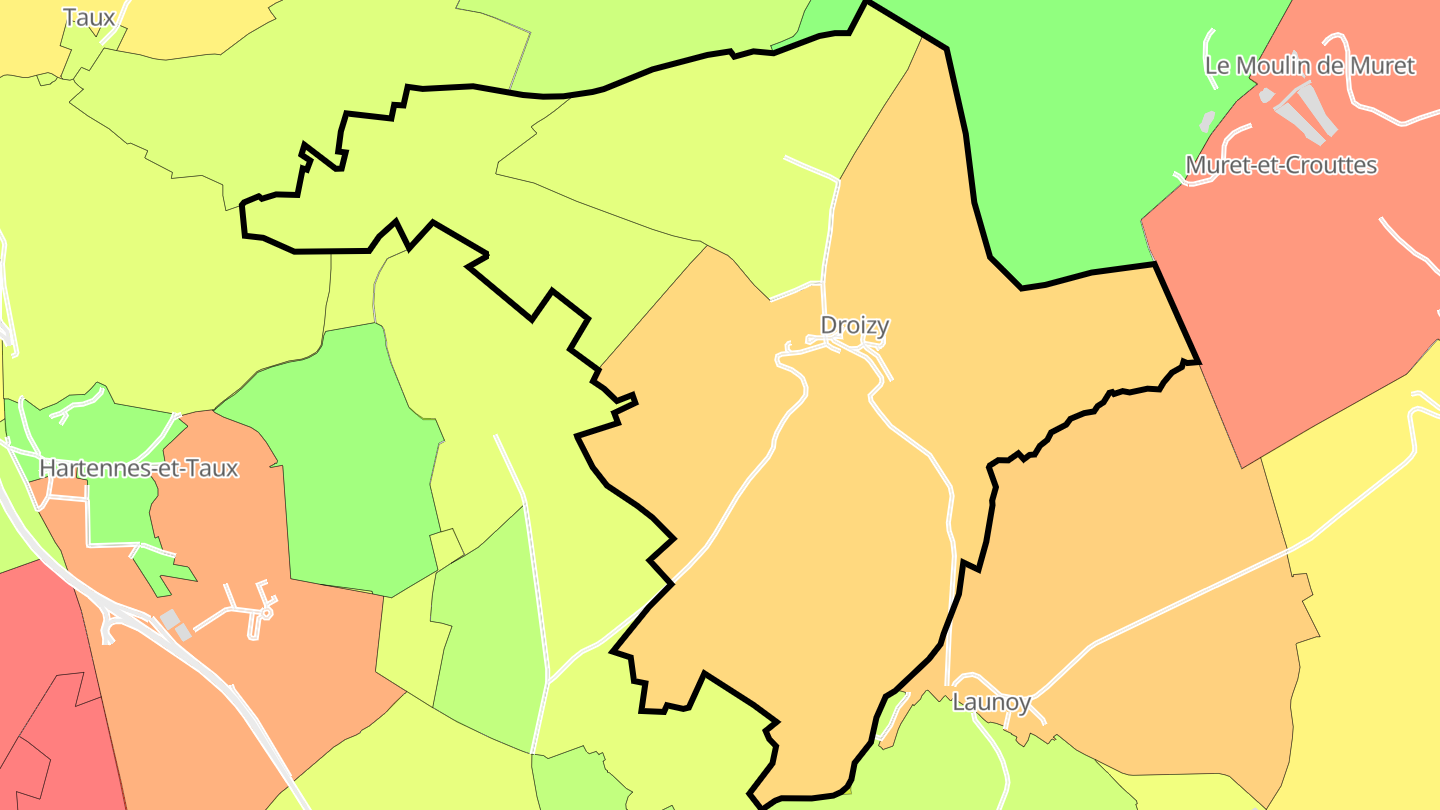 Carte des prix de l'immobilier Droizy