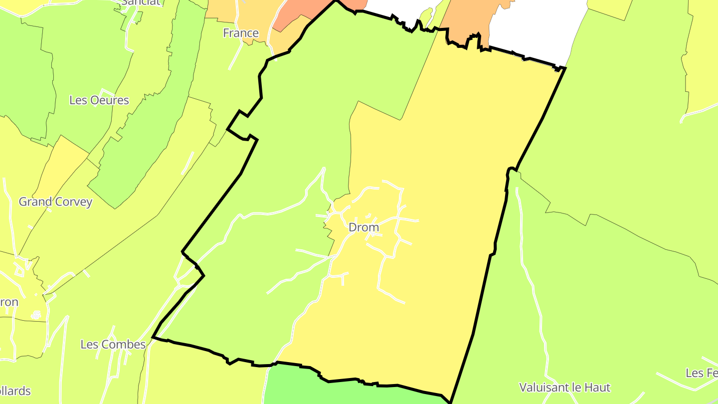 Carte des prix de l'immobilier Drom